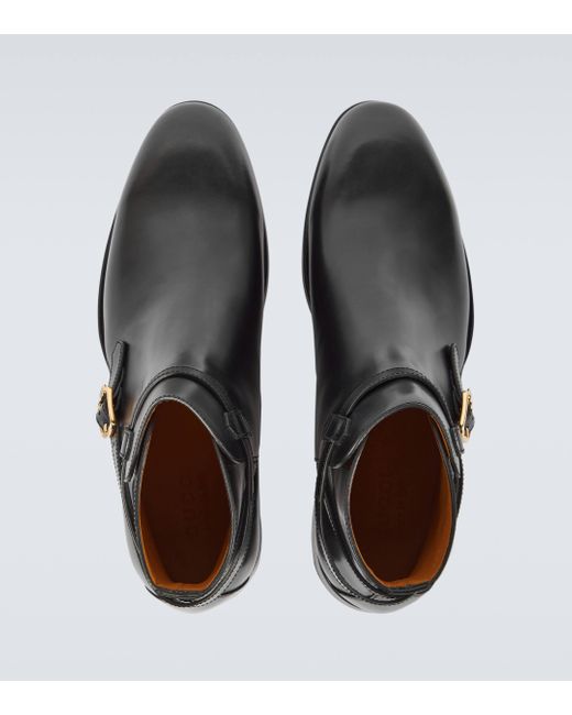 Gucci Interlocking G Leather Ankle Boots in Black for Men | Lyst UK