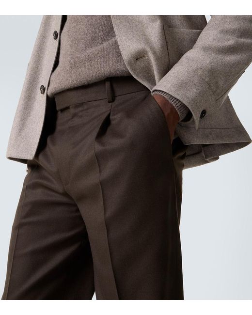 Zegna Black Wool Flannel Tapered Pants for men