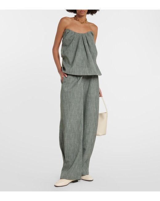 Co. Green High-Rise Wool-Blend Wide-Leg Pants