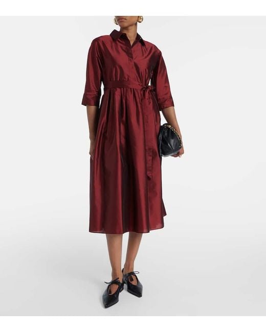 Max Mara Red Max Mara Perry Satin Midi Dress