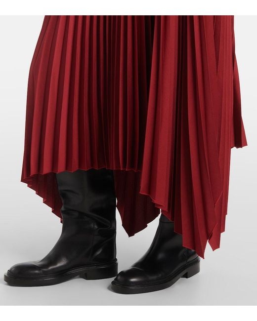 Joseph Red Ade Plisse Crepe Midi Skirt