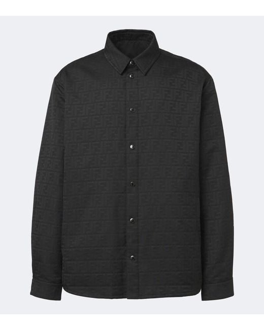 Fendi Black Ff Zucca Jacquard Overshirt for men
