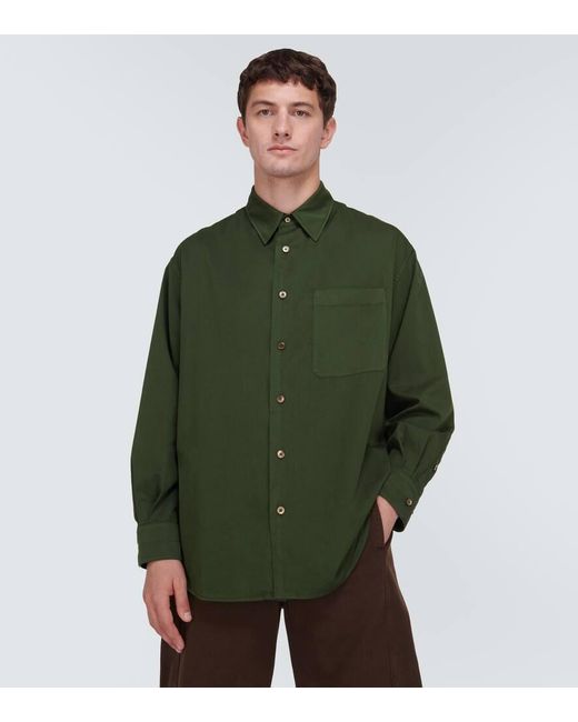 Lemaire Green Cotton-satin Blend Shirt for men