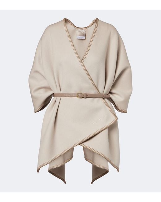Max Mara Natural Virgin Wool Cape