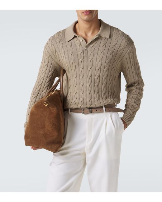 Ralph Lauren Natural Cable-Knit Cotton And Silk Polo Sweater for men