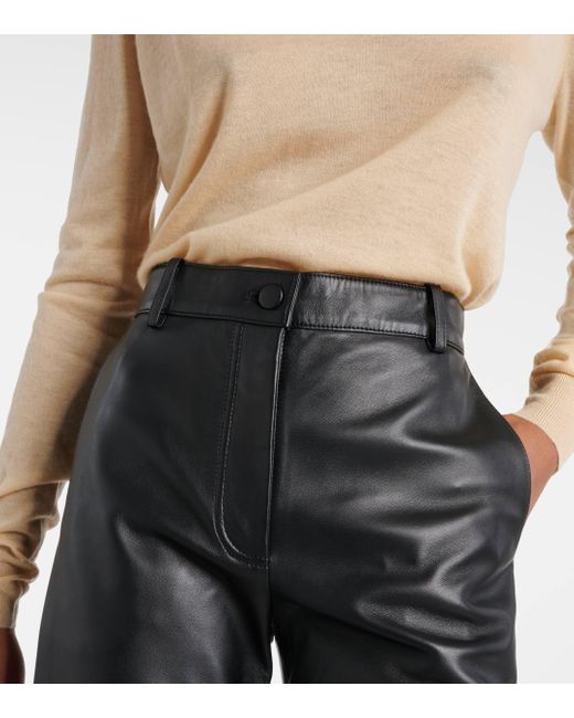 Pantalon ample Tessier en cuir Joseph en coloris Black