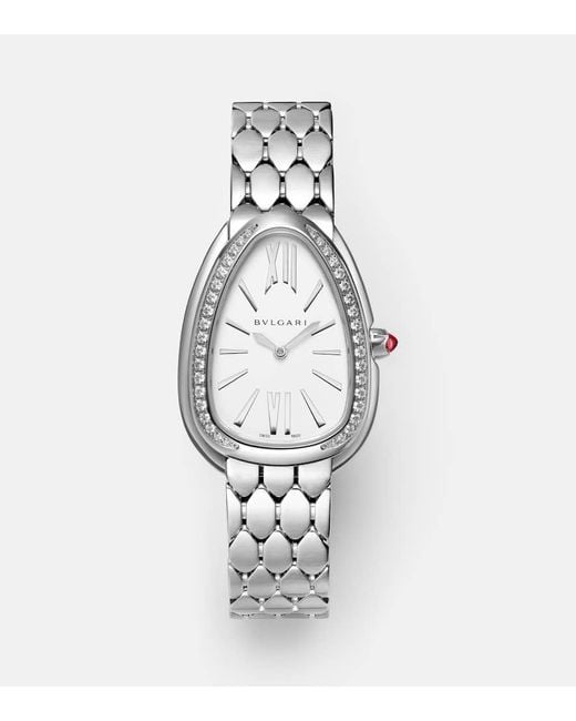BVLGARI White Uhr Serpenti Seduttori Mit Diamanten Und Rubellit