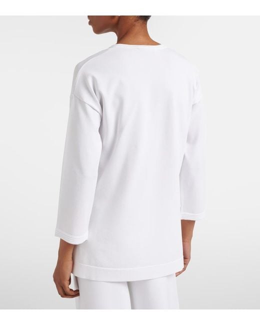 Max Mara White Embroidered Top