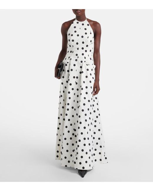 Rebecca Vallance White Maisie Polka-Dot Cotton-Blend Maxi Dress