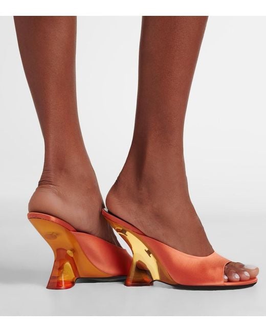 Dries Van Noten Brown Satin Wedge Mules