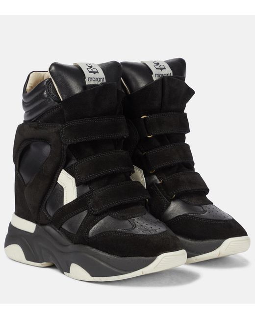 Isabel Marant Black Balskee Leather Wedge Sneakers