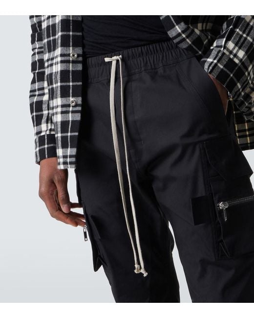 Rick Owens Black Mastodon Cotton-Blend Poplin Slim Pants for men
