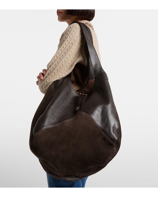 Chloé Black Balloon Medium Leather And Suede Shoulder Bag