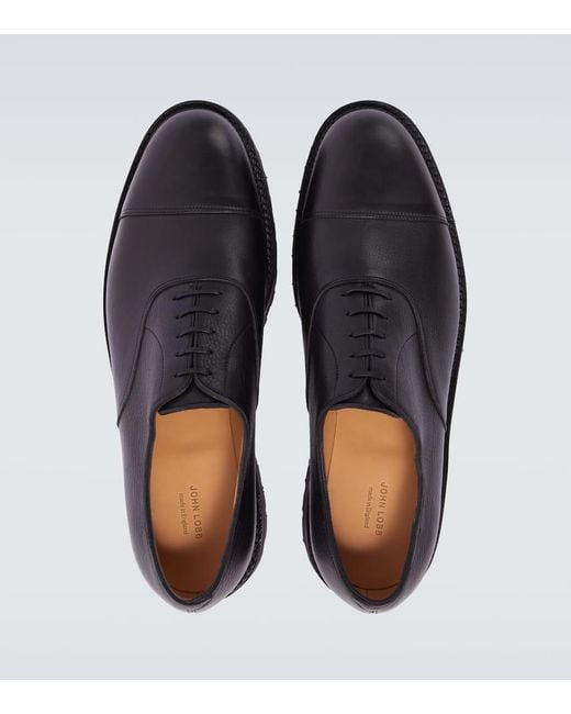John Lobb Black Leather Oxford Shoes for men