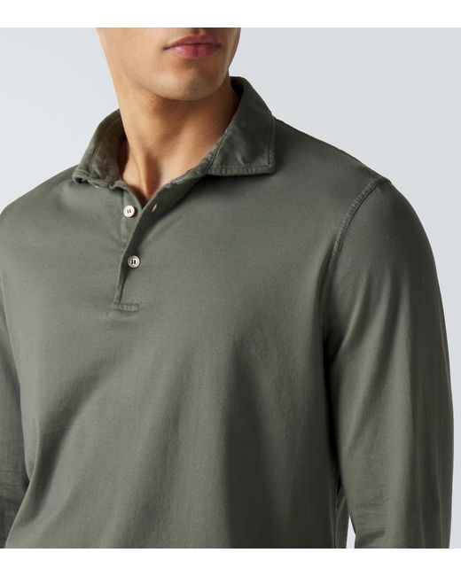 Fedeli Green Cotton Pique Polo Shirt for men