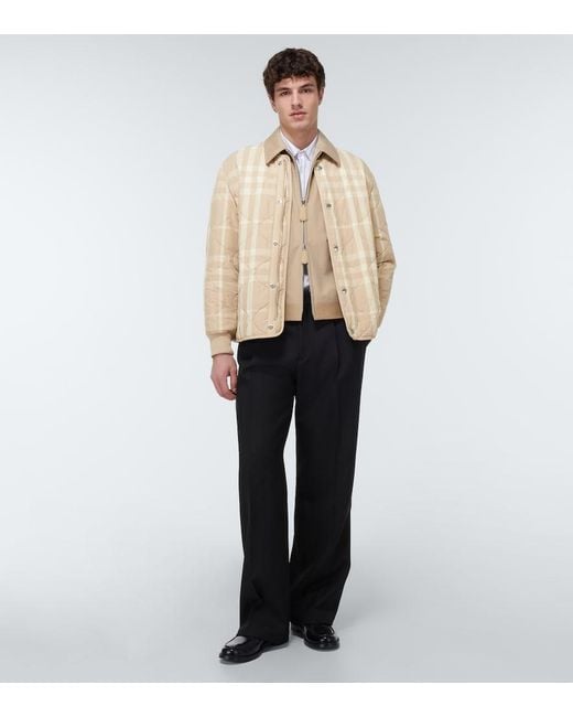 Burberry Natural Checked Quilted Bomber Jacket for men