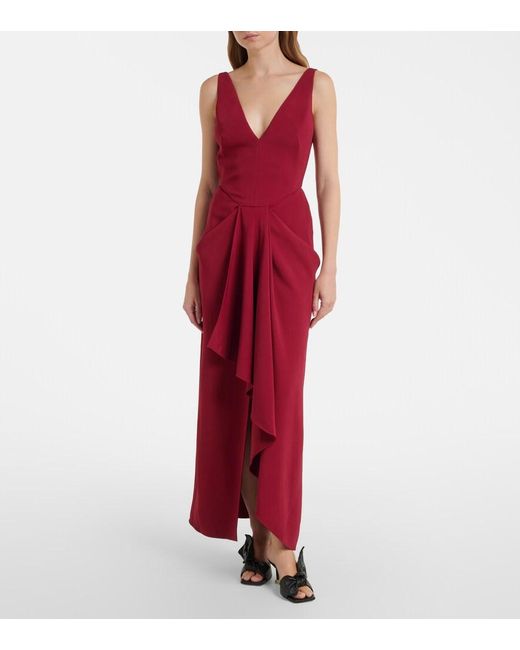 Givenchy Red Asymmetrical Draped Maxi Dress