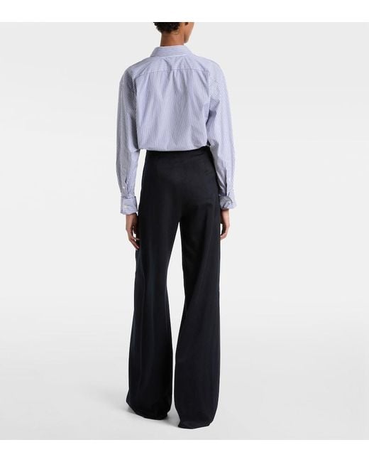 Max Mara Blue Ori Camel Hair Wide-Leg Pants