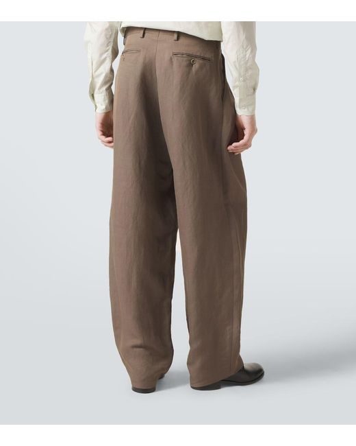 Giorgio Armani Brown Archivio Linen-Blend Straight Pants for men