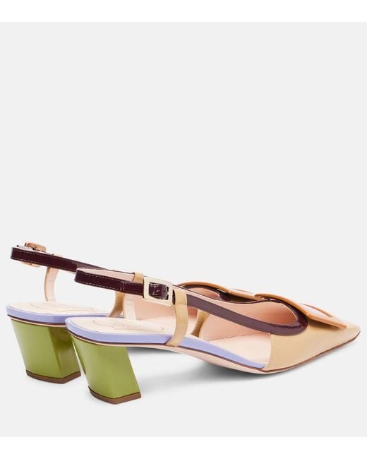 Roger Vivier Pink Belle Vivier 45 Leather Slingback Pumps