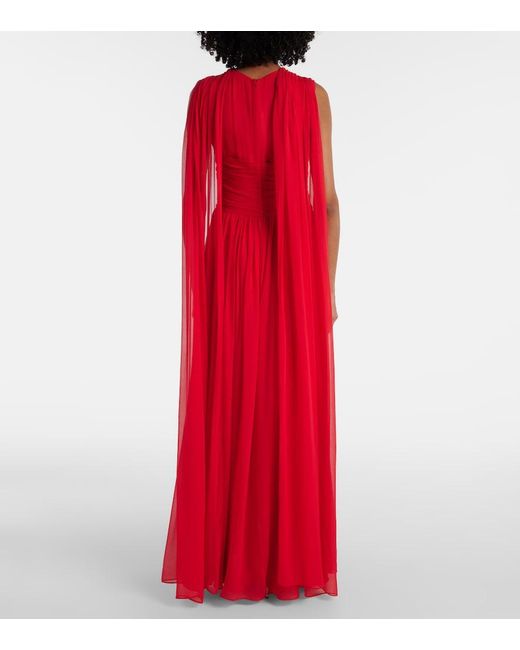 Costarellos Seva Gathered Silk Georgette Gown
