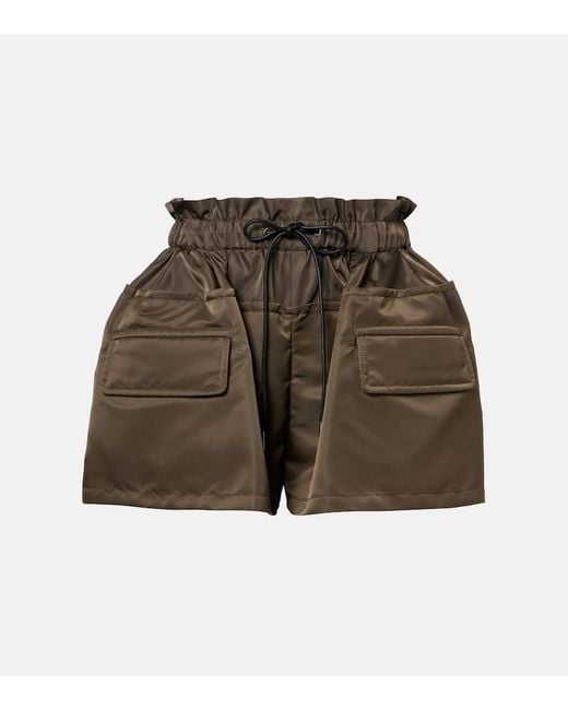 Sacai Green Technical Twill Shorts