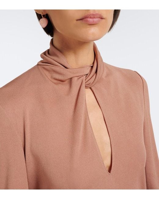 Valentino Blue Cutout Jersey Crepe Top