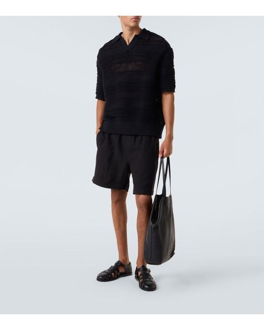 Commas Black Linen Shorts for men