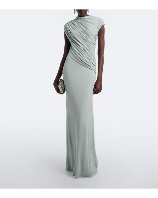 TOVE White Saffron Draped Jersey Maxi Dress