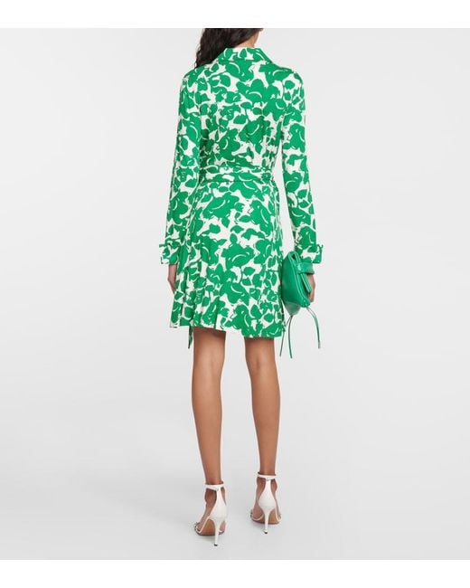 Diane von Furstenberg Green Didi Floral-Print Shirtdress