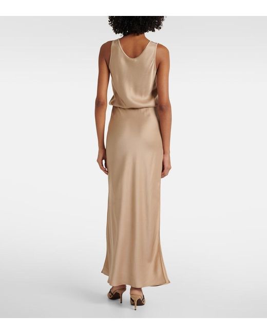 Brunello Cucinelli Natural Satin Maxi Dress