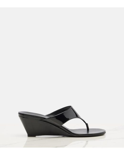 Prada Black Patent Leather Thong Sandals