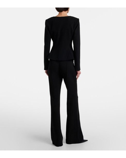 Self-Portrait Black Peplum Crepe Flared Jumpsuit