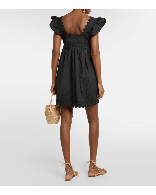 Vestido corto de popelin de algodon Juliet Dunn de color Black
