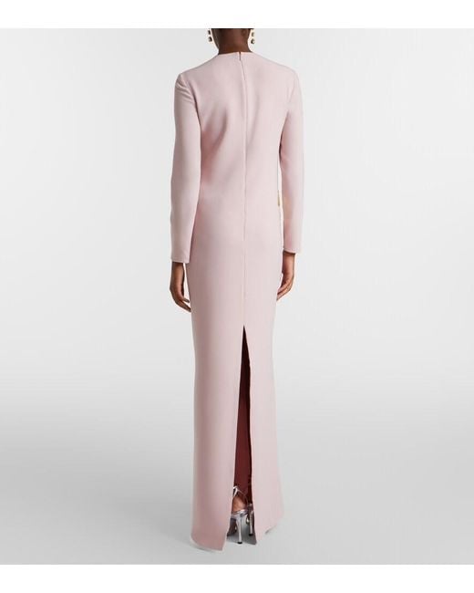 Costarellos Pink Nevina Crystal-Embellished Crepe Gown