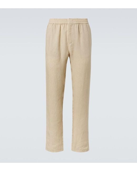 Sunspel Natural Linen Straight Pants for men