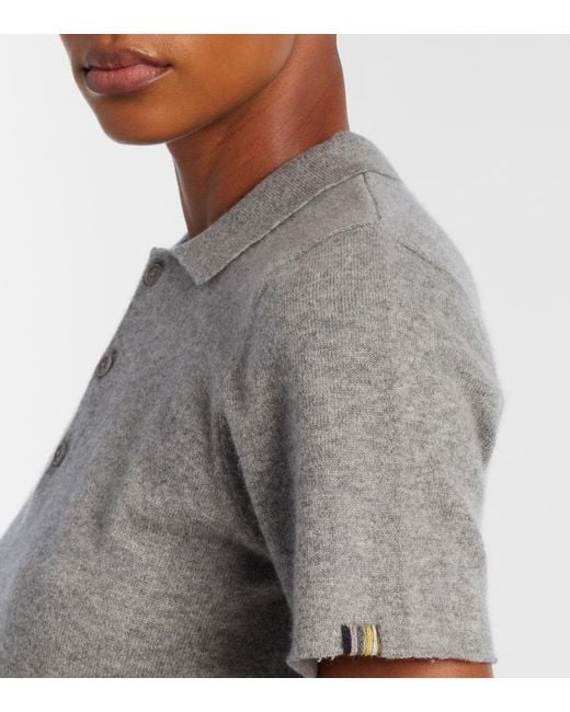 Extreme Cashmere Gray N°198 Salamander Cashmere-Blend Polo Shirt