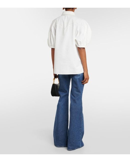 Chloé White Puff-Sleeve Cotton Blouse