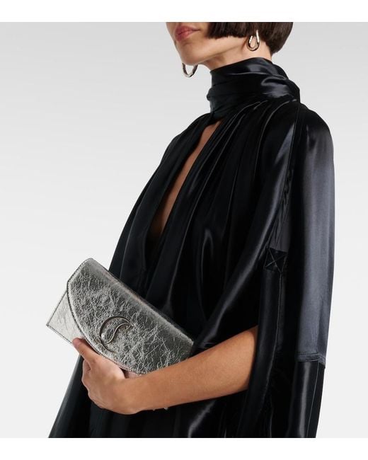 Christian Louboutin Gray Loubi54 Metallic Leather Clutch