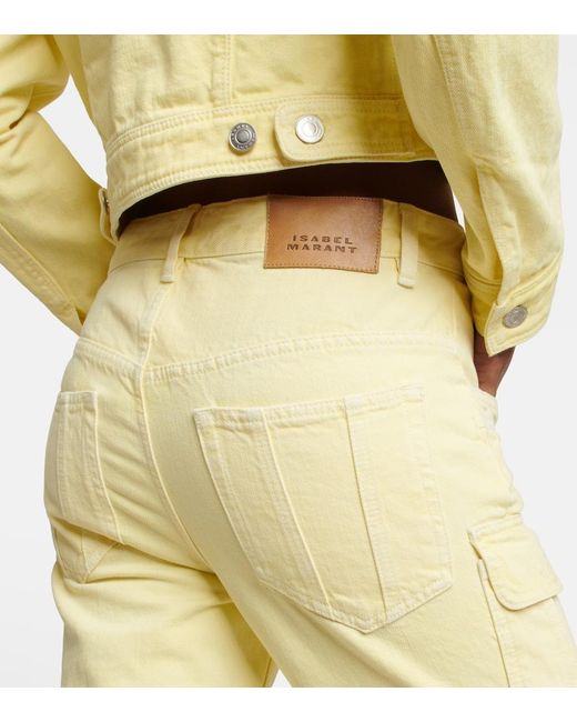 Isabel Marant Yellow Vokayo Straight-Leg Cargo Jeans