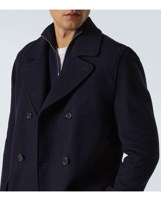 Thom Sweeney Blue Double-Breasted Peacoat for men