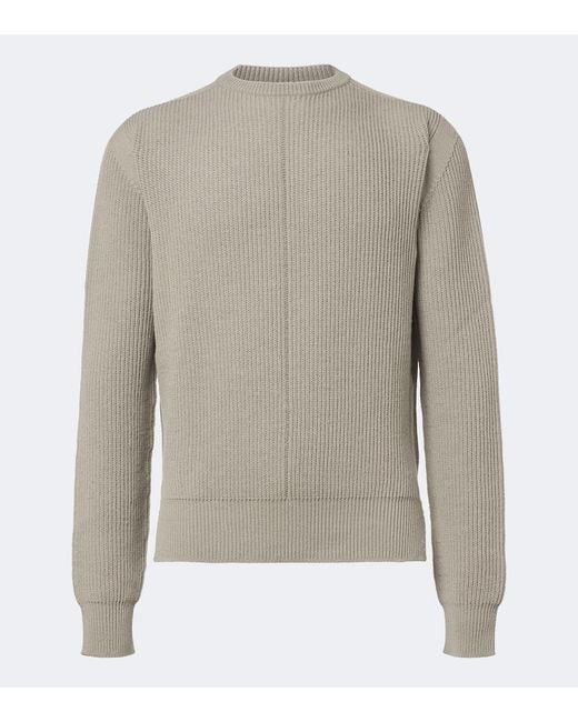 Rick Owens Gray Ribbed-Knit Virgin Wool Sweater for men