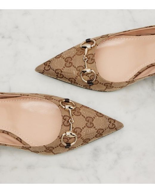 Gucci Natural Erin Gg Canvas Horsebit 45 Pumps