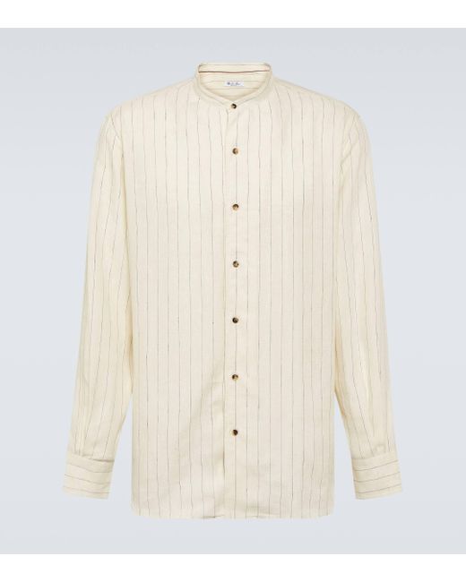 Loro Piana Natural Elia Pinstripe Linen Shirt for men