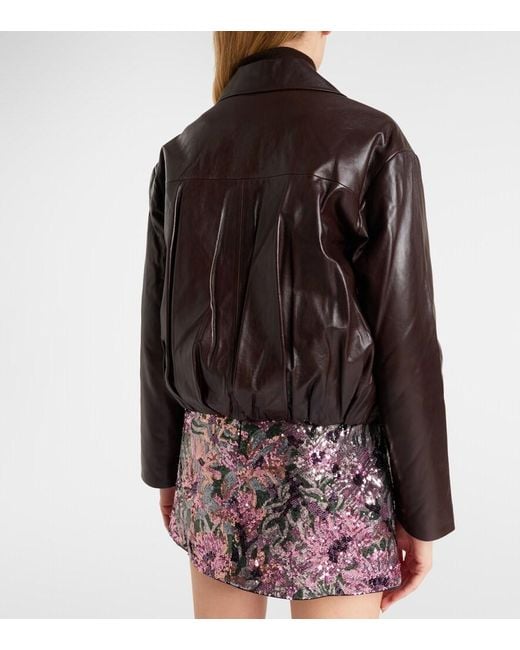 Self-Portrait Black Cropped Leather Jacket