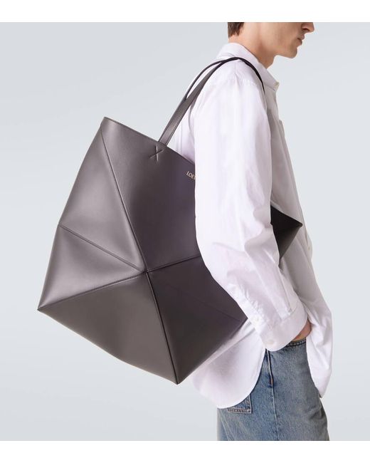 Loewe Black Puzzle Fold Xl Leather Tote Bag for men