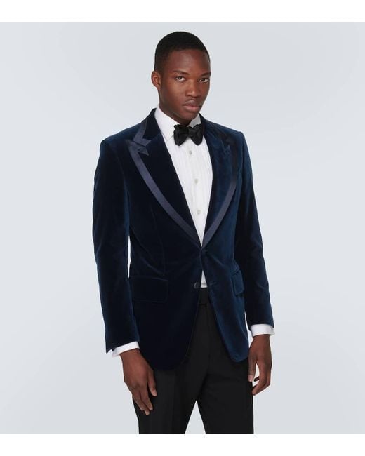 Tom Ford Smokingjacke Atticus Aus Baumwollsamt in Blue für Herren