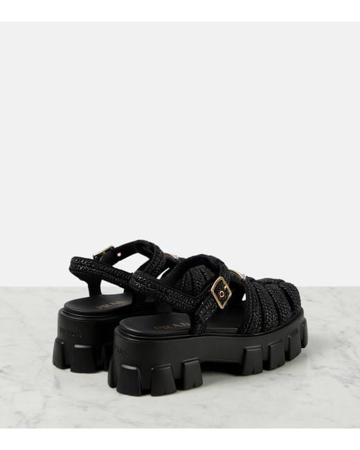 Sandalias Monolith Con Plataforma Prada de color Black