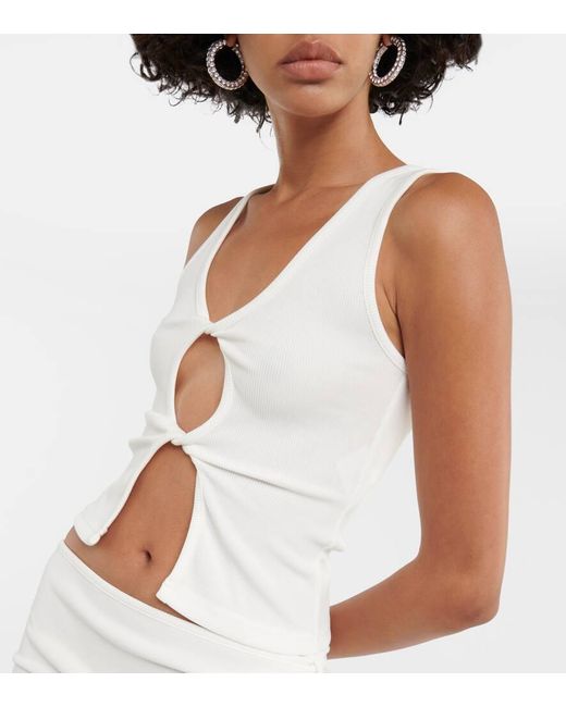Tank top in jersey con cut-out di Christopher Esber in White