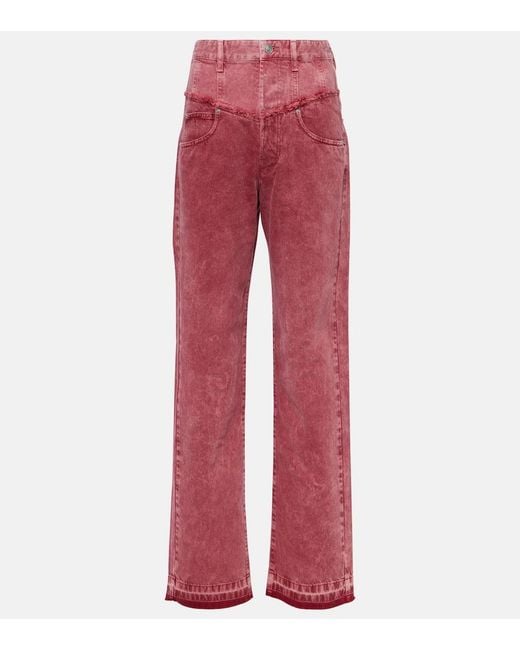 Isabel Marant Red Noemie Straight-Leg Jeans
